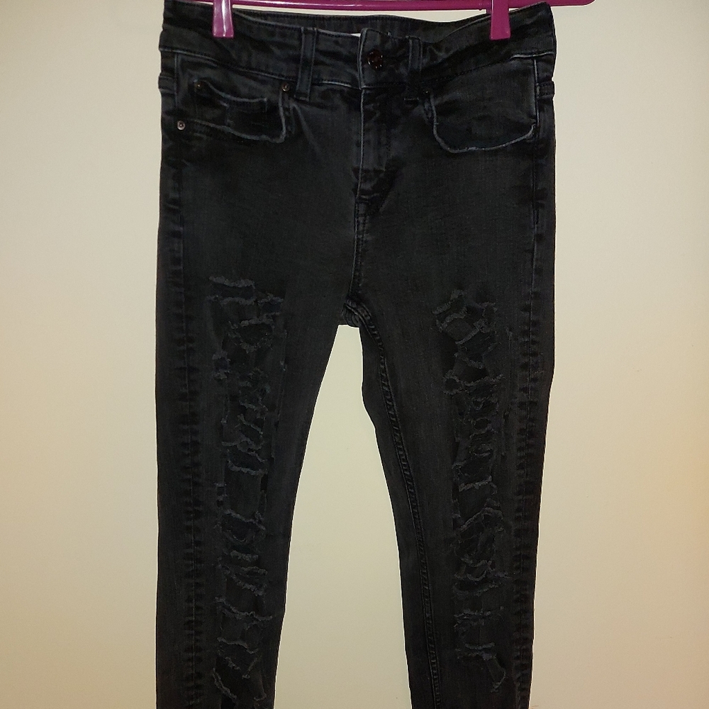 ❣️Zara super skinny ripped black jeans size 4 (#230)